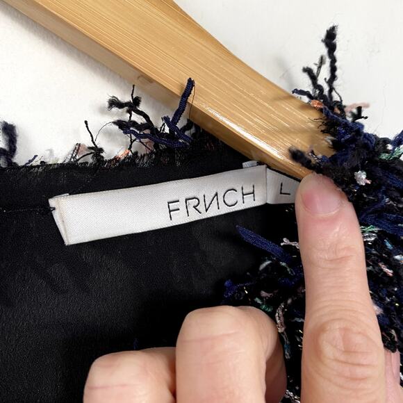 FRNCH Paris Wool Blend Frayed Tweed Top Large - Picture 3 of 8